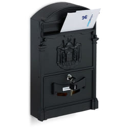 Relaxdays - Boîte aux lettres antique, avec fenêtres de visualisation, acier et aluminium, hlp : 41 x 25,5 x 9 cm, noire