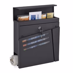 Relaxdays Boîte aux lettres porte-journaux vitres de visualisation HxLxP : 37x37x11cm 2 clés acier moderne noir