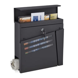Relaxdays Boîte aux lettres porte-journaux vitres de visualisation HxLxP : 37x37x11cm 2 clés acier moderne noir