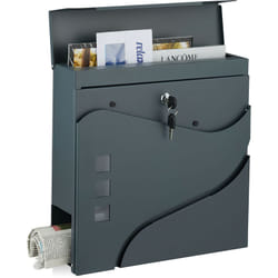 Relaxdays - Boîte aux Lettres Porte-journaux, Vitres de Visualisation, HxLxP : 37x37x11 cm, Acier, 2 Clés, Anthracite