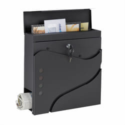 Relaxdays - Boîte aux Lettres Porte-journaux, h x l x p : 37x37x11cm, 2 Clés, Acier, Coffre Moderne avec Motif, Noir