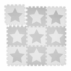 Relaxdays - Tapis puzzle étoiles, 9 carrés, 18 pièces, mousse eva, sans substances nocives, dalle jeu 91x91 cm, gris clair