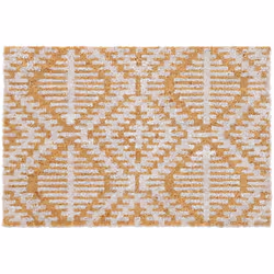 Embellissez votre entrée avec ce tapis de porte décoratif. Le motif géométrique du paillasson coco avec ses ornements en losa ...