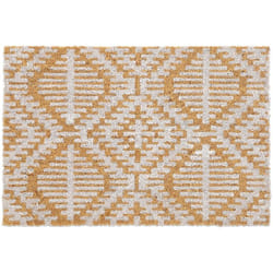 Relaxdays - Paillasson en fibres de coco, motif géométrique, 40x60 cm, intérieur, extérieur, antidérapant, nature-blanc