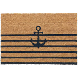 Relaxdays - Paillasson coco avec ancre, tapis porte antidérapant, résistant, 40x60cm, intérieur & extérieur, naturel/noir