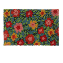 Relaxdays - Paillasson coco, tapis d'entrée motif fleurs, 40x60 cm, antidérapant, résistant, intérieur, extérieur, coloré
