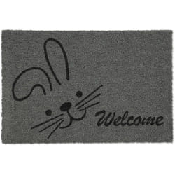 Relaxdays - Paillasson coco, Welcome, motif de lapin, tapis de porte, intérieur, extérieur, 40x60 cm, pratique, gris/noir
