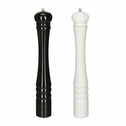Relaxdays - Salière et poivrière, lot de 2, 40 cm, moulin en bois, manuel, moulin avec broyeur en céramique, noir/blanc