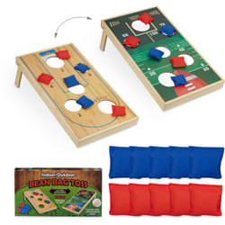 Relaxdays - Jeu de lancer Cornhole, dimensions : 18 x 29 x 58 cm, 10 sacs à lancer, intérieur et extérieur. multicolore