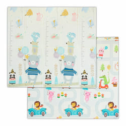 Relaxdays - Tapis de jeu pliable, motifs animaux, réversible, sans substances nocives, mousse xpe, 195x175 cm, coloré