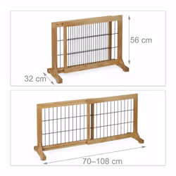 Barrière de sécurité, extensible, escaliers et portes, HxL : env. 56x70-115 cm, pour enfants & chiens, nature - Relaxdays - Vue supplémentaire 4