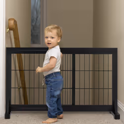Barrière de sécurité, extensible, escaliers et portes, HxL : env. 56x70-115 cm, pour enfants & chiens, noire - Relaxdays