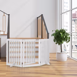 Barrière de sécurité non fixe, porte, pliable, pieds, h x l : 70 x 154 cm, pour enfants et chiens, blanche - Relaxdays
