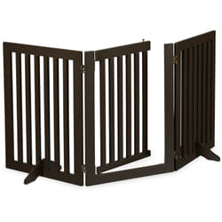 Relaxdays - Barrière de sécurité non fixe, porte, pliable. pieds, h x l : 70 x 154 cm, pour enfants et chiens, marron