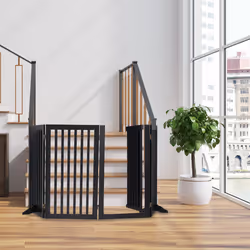 Barrière de sécurité non fixe, porte, pliable, pieds, h x l : 92x206 cm, pour enfants et chiens, noire - Relaxdays
