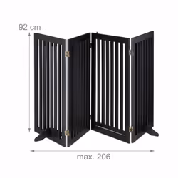 Barrière de sécurité non fixe, porte, pliable, pieds, h x l : 92x206 cm, pour enfants et chiens, noire - Relaxdays - Vue supplémentaire 4