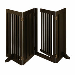 Barrière de sécurité non fixe, porte, pliable, pieds, h x l : 92 x 207 cm, pour enfants et chiens, marron - Relaxdays
