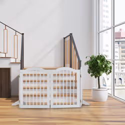 Barrière de Sécurité Non Fixe, Pliable, avec Pieds, h x l : 70 x 205,5 cm, pour Chiens et Enfants, Blanche - Relaxdays