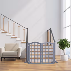 Barrière de sécurité non fixe, pliable, avec pieds, h x l :92 x 205 cm, pour chiens et enfants, grise - Relaxdays