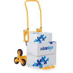 Relaxdays - Diable pour escaliers, chariot de transport, porte-charge pliable, jusqu'à 50/150 kg, roue en caoutchou, jaune