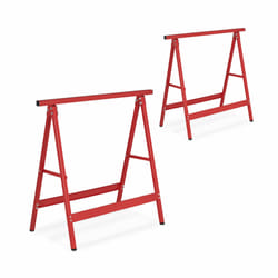 Relaxdays - Tréteaux métalliques, Lot de 2, HxLxP 75 x 78 x 40 cm, charge max. 100 kg, pliant, bricolage, métal, rouge
