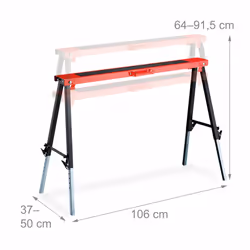 Relaxdays - Tréteaux métalliques, Lot de 2, HxLxP 91,5 x 106 x 50 cm, charge max. 150 kg, télescopiques, métal, rouge - Vue supplémentaire 4