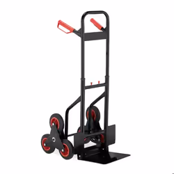 Relaxdays Diable support de transport pliable jusqu’à 200 kg roues en caoutchouc hauteur réglable noir-rouge