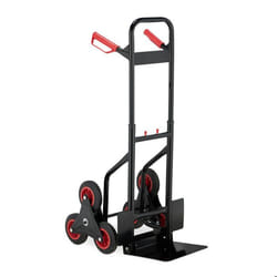 Relaxdays Diable support de transport pliable jusqu’à 200 kg roues en caoutchouc hauteur réglable noir-rouge