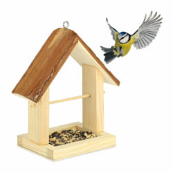 Relaxdays - Mangeoire à oiseaux, en bois, à suspendre, à suspendre, remplissage facile, HxLxP : 27 x 23 x 13 cm, nature