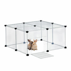 Relaxdays - Cage pour petits animaux de compagnie, 37 x 75 x 75 cm, enclos avec une porte et une protection blanche