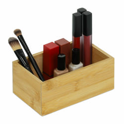 Relaxdays - Boîte en Bambou, HxLxP 6,5x16,5x10 cm, Rangement Cuisine, Salle de Bain, Bureau, Solide, Multi-usages, Nature