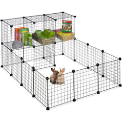 Relaxdays - Enclos pour petits animaux, modulable, système d'emboîtement, HxLxP : 72 x 145 x 110 cm, grille métal, noir