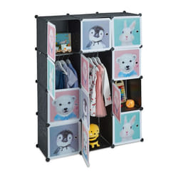 Armoire - Relaxdays - Modulable - 8 cubes - Motifs animaux - Noir 145x109x37 cm