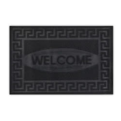 Relaxdays Paillasson caoutchouc 40x60 cm tapis Welcome porte entrée antidérapant résistant intérieur extérieur noir