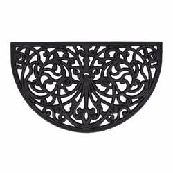 Relaxdays Paillasson caoutchouc 75 x 45 cm antidérapant résistant extérieur tapis d’entrée ornements noir
