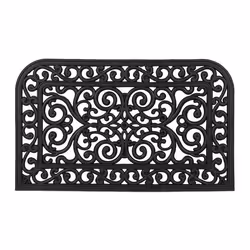 Relaxdays Paillasson caoutchouc 45x75 cm antidérapant résistant caillebotis extérieur tapis entrée ornements noir
