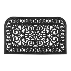 Relaxdays Paillasson caoutchouc 45x75 cm antidérapant résistant caillebotis extérieur tapis entrée ornements noir