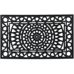 Relaxdays - Paillasson caoutchouc, 45x75 cm, antidérapant, résistant, extérieur, tapis d'entrée, ornements, noir