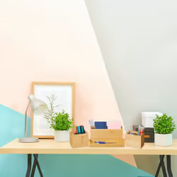 Relaxdays Organiseur de bureau en bambou, 4 compartiments détachables, pour votre bureau ou salle de bain, naturel