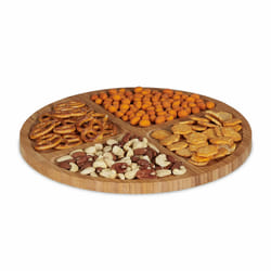 Assiette de service en bambou, rond, plateau compartimenté, ø 33 cm, plat en-cas, fromage, pâtisseries, nature - Relaxdays