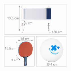 Relaxdays Lot tennis de table, pochette, filet, 2 raquettes, 3 balles ping pong, jeu intérieur, extérieur, rouge-noir - Vue supplémentaire 5