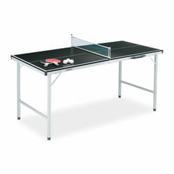 Relaxdays Table tennis-de-table d’intérieur, pliant, lot, filet, 2 raquettes, 3 balles, HxLxP : 70 x 150 x 70 cm, noir