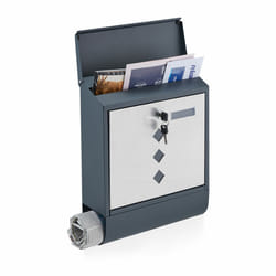 Relaxdays - Boîte aux lettres moderne, porte-journaux, acier (poudré et inoxydable), hlp 38,5x31x12 cm, anthracite et noir