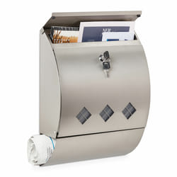 Relaxdays - Boîte aux lettres, porte-journaux, acier inox, fenêtre de visualisation, 2 clés, hlp 40x30x12,5 cm, argenté