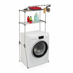 Relaxdays Étagère pour machine à laver en métal, 2 étages, superstructure pour sèche-linge, HLP : 173,5x70x51 cm, argent