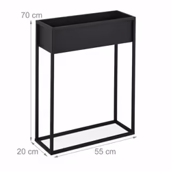 Relaxdays Porte-pot de fleurs, métal, HxLxP : 70x55x20 cm, vertical, salon, cuisine, support plantes rectangulaire, noir - Vue supplémentaire 4