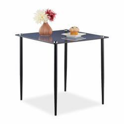Table d'appoint en verre, carrée, acier, moderne, h x l x p : 50 x 50 x 50 cm, pour le salon, gris/noir - Relaxdays