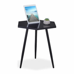 Relaxdays - Table basse avec repose tablette, table bout de canapé hexagonale, acier et mdf, hlp : 50x50x43,5 cm, noir