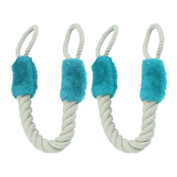 Relaxdays Butoir de porte lot de 2 arrêt sécurité 60cm anti-pincement pour enfants & animaux beige/bleu