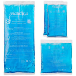Compresses avec gel thermique en lot de 4, premiers secours, 3 tailles, chaud-froid, sport, muscles, bleu - Relaxdays